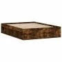 Smoked oak double bed frame 135x190 cm by vidaXL, Beds and slatted bases - Ref: Foro24-3203912, Price: 136,38 €, Discount: %