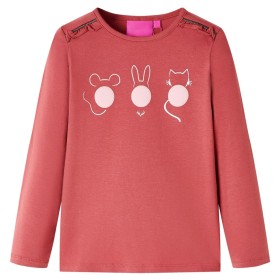 Camiseta infantil de manga larga rosa tostado 140