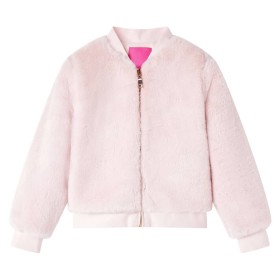 Chaqueta infantil cuero sintético rosa suave 140