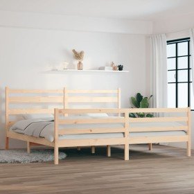 Estructura de cama sin colchón madera maciza de pino 200x200 cm Estructura de cama sin colchón madera maciza de pino 200x200 cm