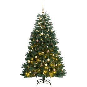 Árbol de Navidad artificial con bisagras 150 LED y bolas 150 cm