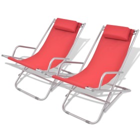 Reclining sun loungers, 2 units, red steel by vidaXL, Loungers - Ref: Foro24-42937, Price: 122,26 €, Discount: %