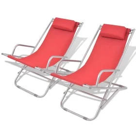 Reclining sun loungers, 2 units, red steel by vidaXL, Loungers - Ref: Foro24-42937, Price: 120,32 €, Discount: %