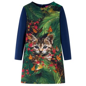 Vestido infantil de manga larga azul marino 116 de vidaXL, Vestidos de niños - Ref: Foro24-14929, Precio: 13,53 €, Descuento: %