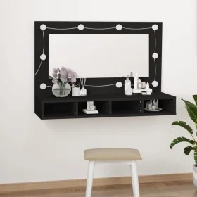 Furniture with mirror and black LED 90x31.5x62 cm by vidaXL, bathroom vanities - Ref: Foro24-833488, Price: 55,78 €, Discount: %