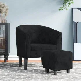 Schwarzer Samtsessel mit Hocker von vidaXL, Sessel - Ref: Foro24-356479, Preis: 184,86 €, Rabatt: %
