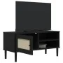 Mueble de TV SENJA aspecto ratán madera pino negro 106x40x49 cm de vidaXL, Muebles TV - Ref: Foro24-358042, Precio: 75,21 €, ...