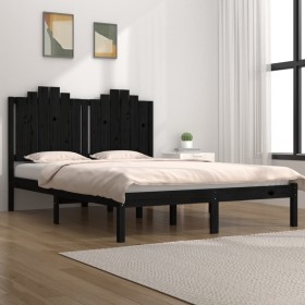 Estructura de cama de madera maciza de pino negra 140x190 cm Estructura de cama de madera maciza de pino negra 140x190 cm