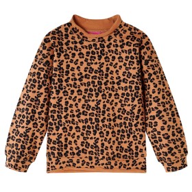Sudadera para niños con estampado de leopardo color coñac claro