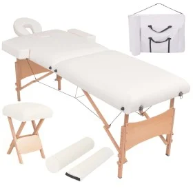 Massageliege und Klapphocker 2 Zonen 10 cm weiß von vidaXL, Massageliegen - Ref: Foro24-110154, Preis: 260,51 €, Rabatt: %