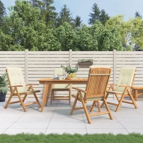 Reclining garden chairs and cushions 4 pcs solid teak wood by vidaXL, Garden chairs - Ref: Foro24-3196465, Price: 648,73 €, D...
