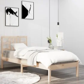 Solid wood bed frame 90x190 cm by vidaXL, Beds and slatted bases - Ref: Foro24-3105370, Price: 80,04 €, Discount: %