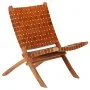 Folding chair with brown genuine leather cross stripes by vidaXL, Folding stools and chairs - Ref: Foro24-246365, Price: 178,...