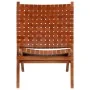 Folding chair with brown genuine leather cross stripes by vidaXL, Folding stools and chairs - Ref: Foro24-246365, Price: 178,...