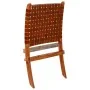 Folding chair with brown genuine leather cross stripes by vidaXL, Folding stools and chairs - Ref: Foro24-246365, Price: 178,...