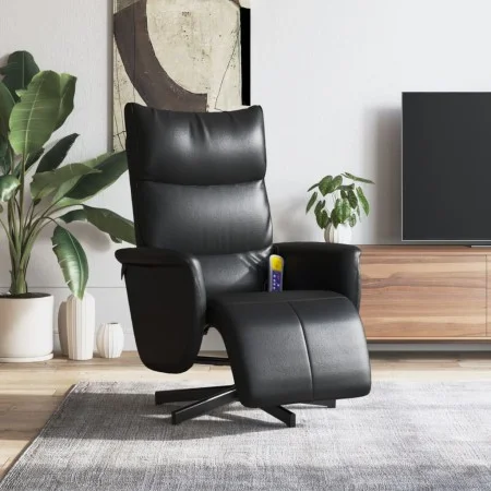 Reclining massage armchair with footrest in black synthetic leather by vidaXL, Armchairs - Ref: Foro24-356597, Price: 225,39 ...