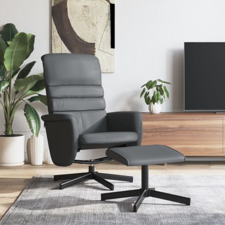 Sillón reclinable con reposapiés cuero sintético gris de vidaXL, Sillones - Ref: Foro24-356709, Precio: 140,18 €, Descuento: %