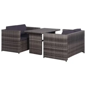 3-piece garden table and chairs set with gray synthetic rattan cushions by vidaXL, Garden sets - Ref: Foro24-43915, Price: 33...