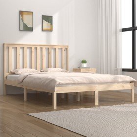 Estructura de cama doble sin colchón madera maciza Estructura de cama doble sin colchón madera maciza