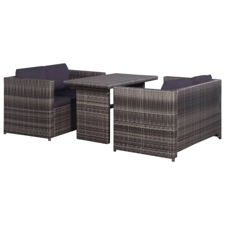 3-piece garden table and chairs set with gray synthetic rattan cushions by vidaXL, Garden sets - Ref: Foro24-43915, Price: 34...