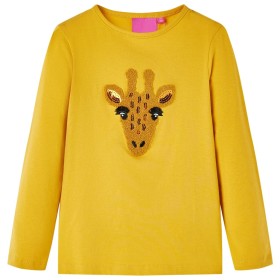 Camiseta infantil de manga larga ocre oscuro 116