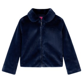 Chaqueta infantil de cuero sintético azul marino 128