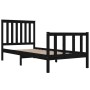 Estructura de cama individual pequeña sin colchón madera negro