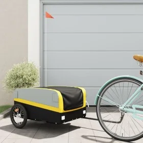 Remolque para bicicleta hierro negro y amarillo 45 kg de vidaXL, Remolques para bicicletas - Ref: Foro24-94043, Precio: 80,57...