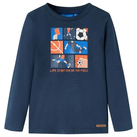 Marineblau meliertes Langarm-T-Shirt für Kinder 116 von vidaXL, Kinder-T-Shirts - Ref: Foro24-12701, Preis: 8,30 €, Rabatt: %