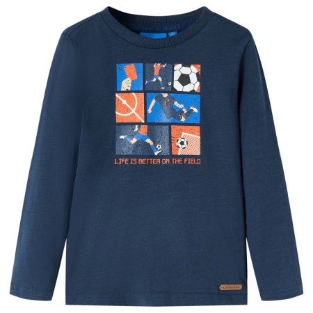 Marineblau meliertes Langarm-T-Shirt für Kinder 116 von vidaXL, Kinder-T-Shirts - Ref: Foro24-12701, Preis: 8,39 €, Rabatt: %