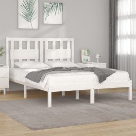 Estructura de cama de madera de pino maciza blanca 140x190 cm Estructura de cama de madera de pino maciza blanca 140x190 cm