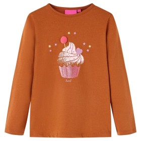 Langärmeliges Kinder-T-Shirt in Cognac-Farbe, Größe 116. von vidaXL, Kinder-T-Shirts - Ref: Foro24-14051, Preis: 10,38 €, Rab...