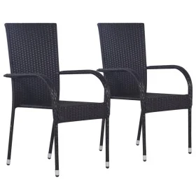Stackable garden chairs, 2 units, black synthetic rattan by vidaXL, Garden chairs - Ref: Foro24-44238, Price: 113,07 €, Disco...
