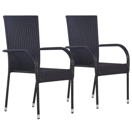 Stapelbare Gartenstühle 2 Einheiten synthetisches Rattan schwarz von vidaXL, Gartenstühle - Ref: Foro24-44238, Preis: 112,57 ...