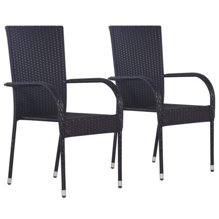Stapelbare Gartenstühle 2 Einheiten synthetisches Rattan schwarz von vidaXL, Gartenstühle - Ref: Foro24-44238, Preis: 98,52 €...