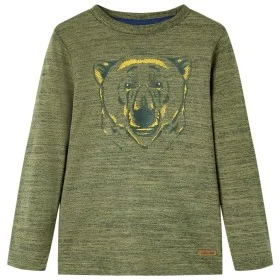 Langärmeliges Kinder-T-Shirt in Khaki Melange 92 von vidaXL, Kinder-T-Shirts - Ref: Foro24-13159, Preis: 8,45 €, Rabatt: %