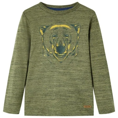 Langärmeliges Kinder-T-Shirt in Khaki Melange 92 von vidaXL, Kinder-T-Shirts - Ref: Foro24-13159, Preis: 8,45 €, Rabatt: %