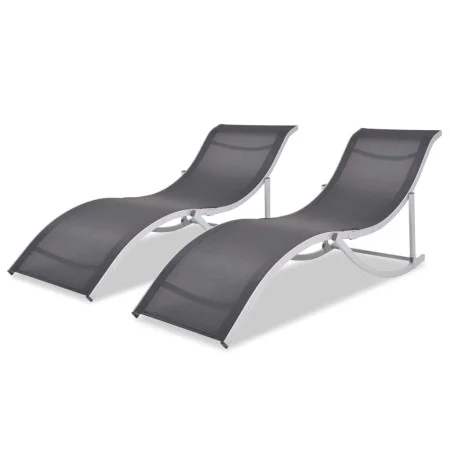 Folding sun loungers, 2 units, aluminum and textilene by vidaXL, Loungers - Ref: Foro24-43654, Price: 233,60 €, Discount: %