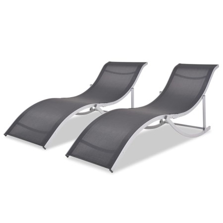 Tumbonas plegables 2 unidades aluminio y textilene de vidaXL, Tumbonas - Ref: Foro24-43654, Precio: 271,80 €, Descuento: %
