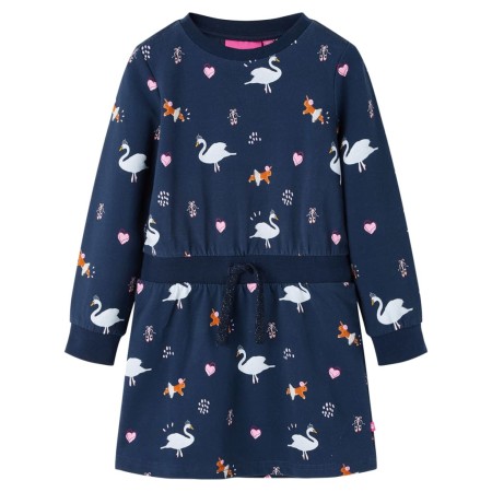 Vestido infantil de manga larga azul marino 128 de vidaXL, Vestidos de niños - Ref: Foro24-14845, Precio: 17,68 €, Descuento: %