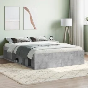 Cement gray double bed frame 135x190 cm by vidaXL, Beds and slatted bases - Ref: Foro24-3203911, Price: 156,10 €, Discount: %