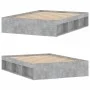 Estructura de cama de matrimonio gris cemento 135x190 cm de vidaXL, Camas y somieres - Ref: Foro24-3203911, Precio: 158,99 €,...