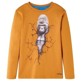 Langarm-Kinder-T-Shirt dunkel ocker 92 von vidaXL, Kinder-T-Shirts - Ref: Foro24-13214, Preis: 8,59 €, Rabatt: %