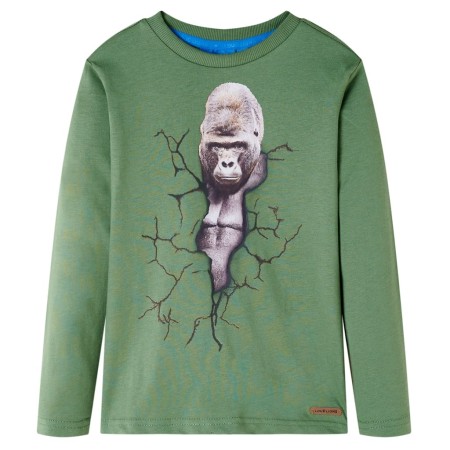 Camiseta infantil de manga larga caqui claro 116