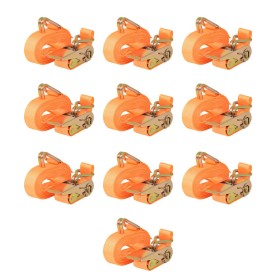 Ratschen-Befestigungsgurte, 10 Stück, 0,4T, 6 m x 25 mm, Orange von vidaXL, Spanngurte - Ref: Foro24-142659, Preis: 50,83 €, ...