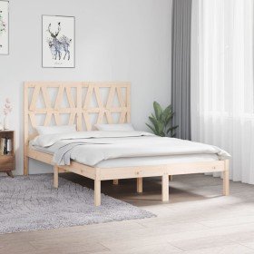 Estructura de cama doble pequeña sin colchón madera maciza Estructura de cama doble pequeña sin colchón madera maciza