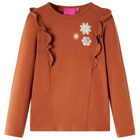 Langarm-Kinder-T-Shirt cognac Farbe 128 von vidaXL, Kinder-T-Shirts - Ref: Foro24-13682, Preis: 8,39 €, Rabatt: %