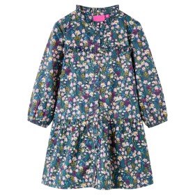 Vestido infantil de manga larga azul oscuro 116