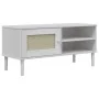 SENJA TV stand with rattan wood appearance in white pine, 106x40x49cm. by vidaXL, TV Furniture - Ref: Foro24-358041, Price: 7...
