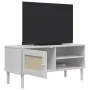 SENJA TV stand with rattan wood appearance in white pine, 106x40x49cm. by vidaXL, TV Furniture - Ref: Foro24-358041, Price: 7...
